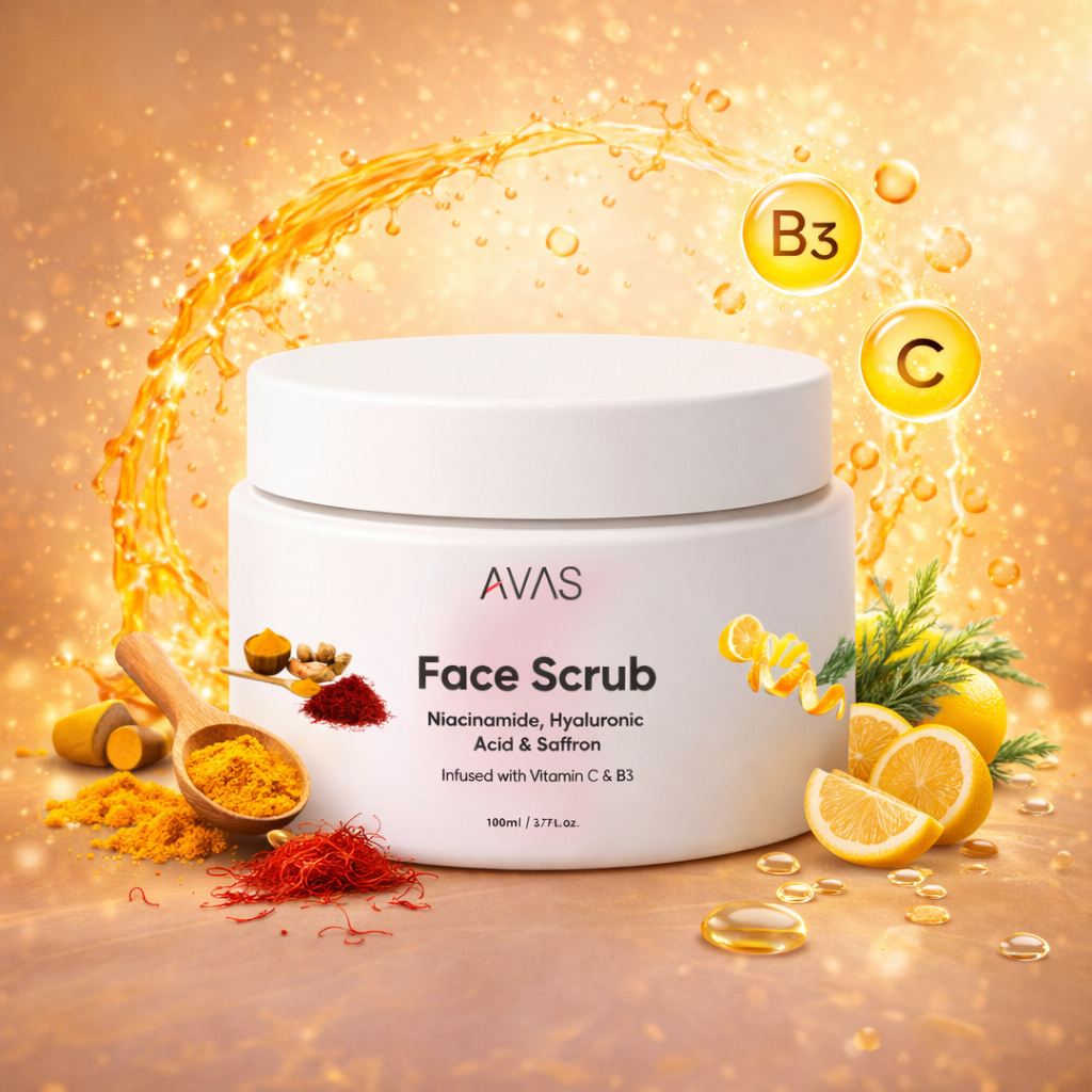Avas Niacinamide, Hyaluronic Acid & Saffron Face Scrub